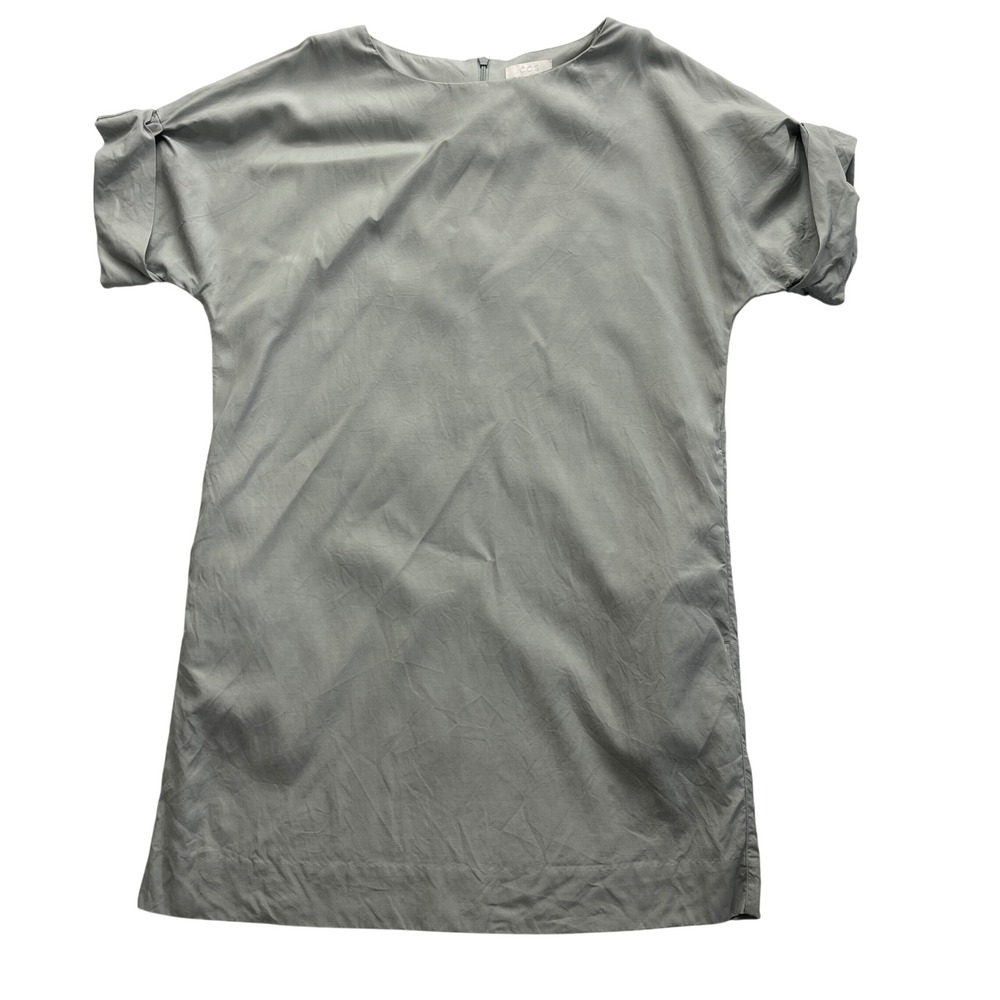COS Shift Dress Womens 6 Minimalist Cotton Cupro Short Sleeve Lightweight Pocket